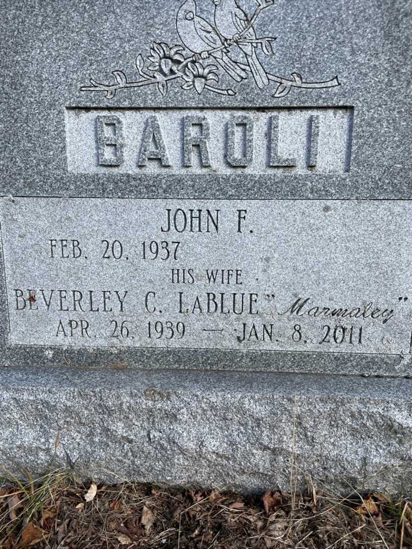 Beverley C. LaBlue "Marmaley" Baroli's grave. Photo 4
